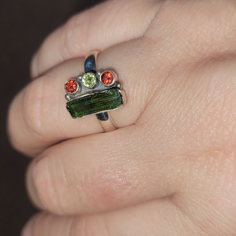 925 SS Green Tourmaline/Garnet and Peridot Stones